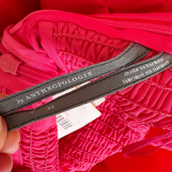 NWT Anthropologie Strapless Flounce A-Line Midi Dress Pink Rose Size XS - Picture 7 of 7